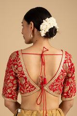 Red Pure Organza Zari silk banarasi Handloom Saree