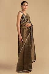 Black Pure Organza Zari Silk Banrasi Handloom Saree