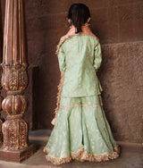 Green Embroidery Kurti Sharara