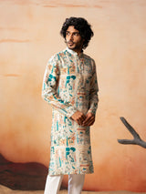 Foret Classic Forest Print Silk Kurta