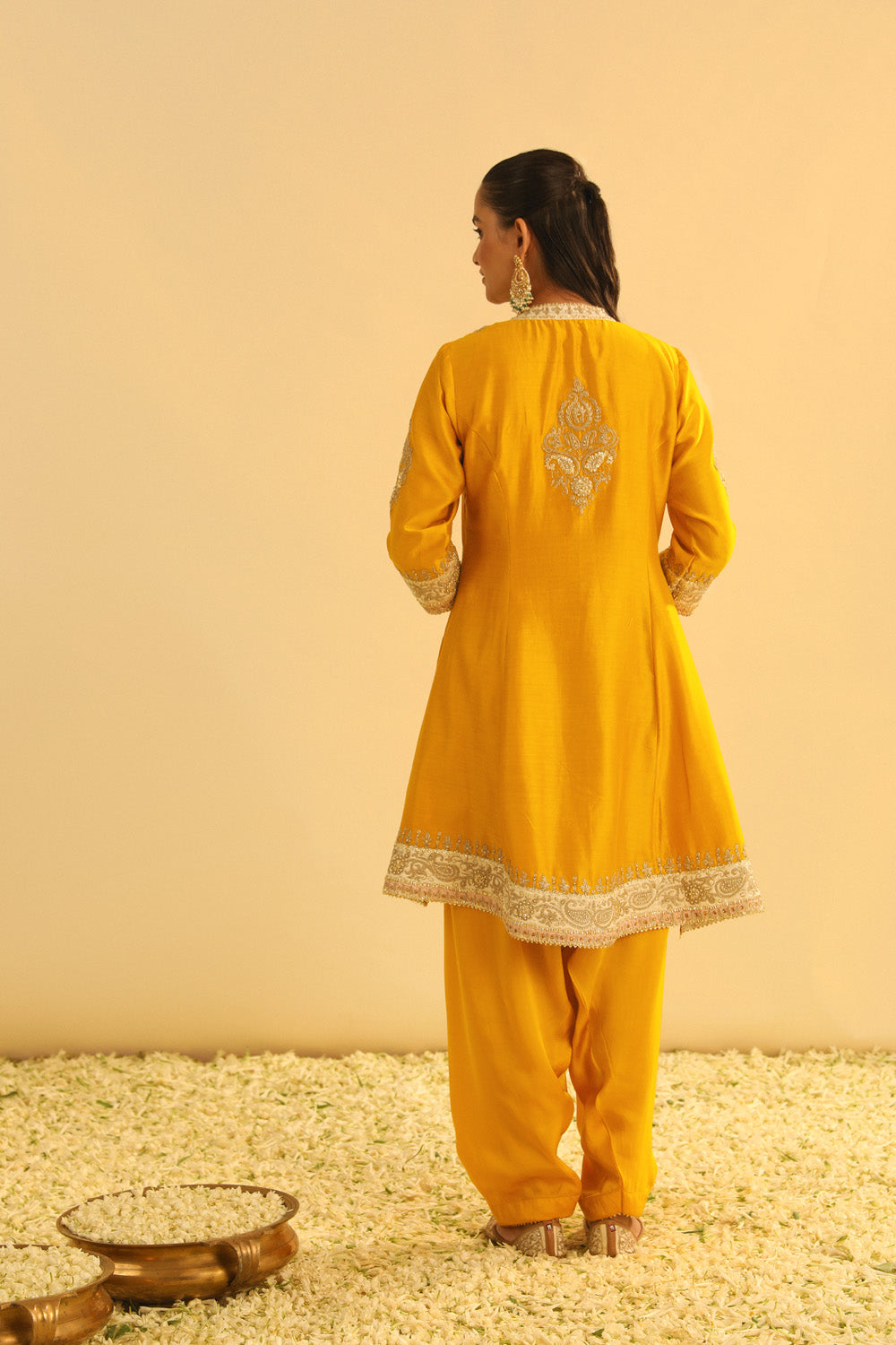 Amani - Mustard A-line  Kurta with Salwar & Dupatta