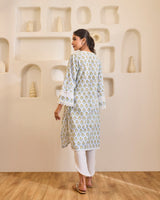 Blue Charm Cotton Kurta with Tulip Pants