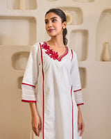 Red Rose Embroidered Khaadi Kurta with Narrow Pants