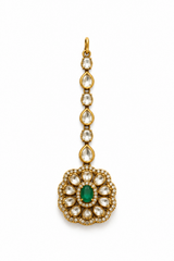 Emerald Kundan Three Layered Necklace Set 09