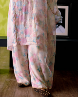 Ivory Floral Print Palled Kurta Set