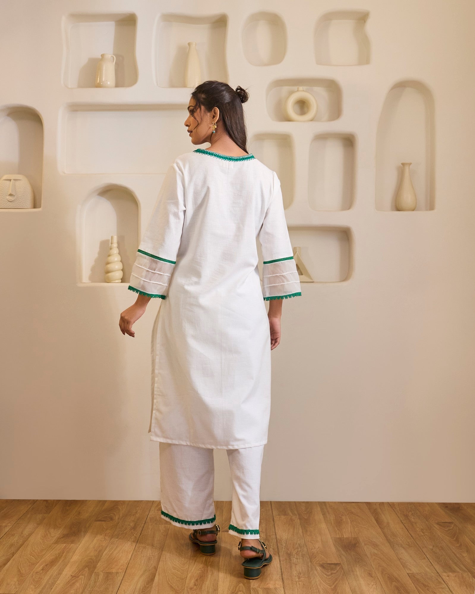 Emerald Rose Embroidered Khaadi Kurta with Narrow Pants