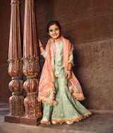 Green Embroidery Kurti Sharara