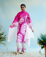 Cranberry Floral Printed Kurta with Narrow Pants