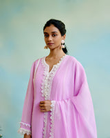 Lilac Glory Organza Anarkali Kurta with Lace Detailing