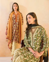 Olive Petal Scallop Cotton Kurta with Tulip Pants