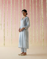 Sky Blossom Tissue Kurta with 
Narrow Pants & Dupatta - Set of 30