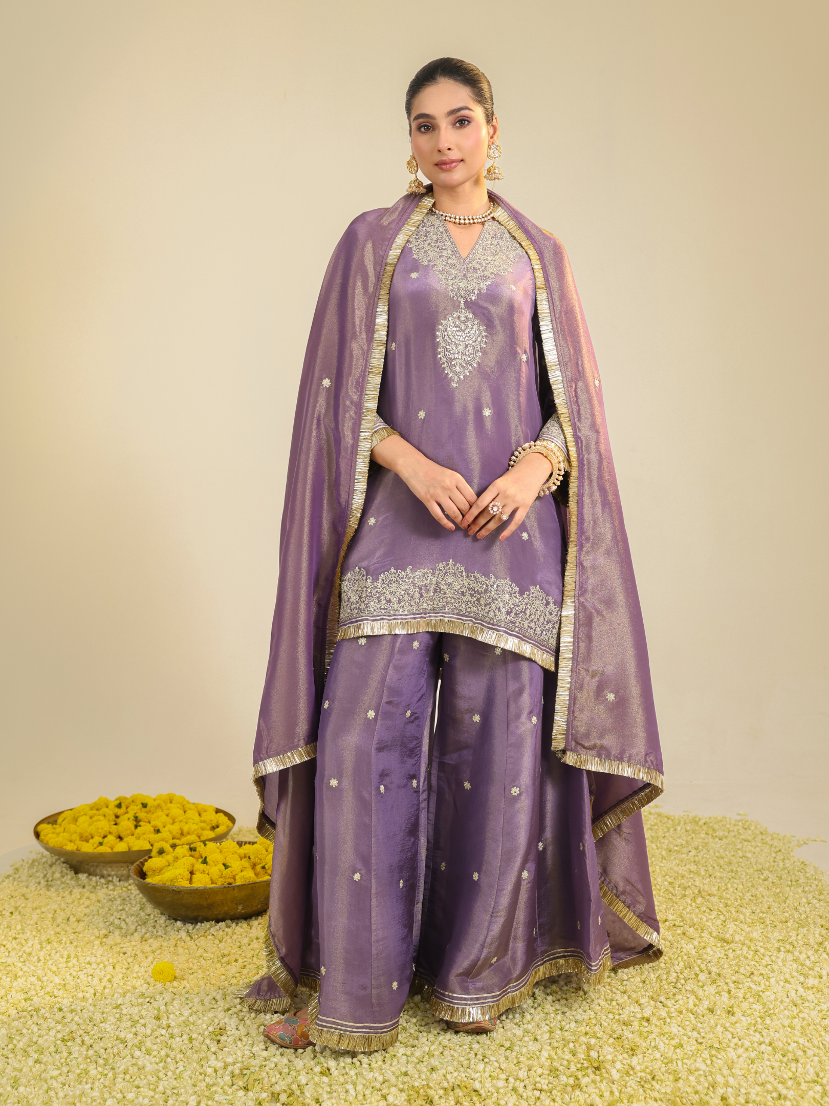 Purple Shimmer Begum Kurta Set