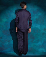 Twilight Blue hand embroidered sequence short jacket set