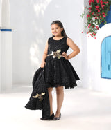 Black Sequence Dress with Jacket and Flowers and Butterfly