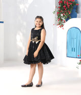 Black Sequence Dress with Jacket and Flowers and Butterfly