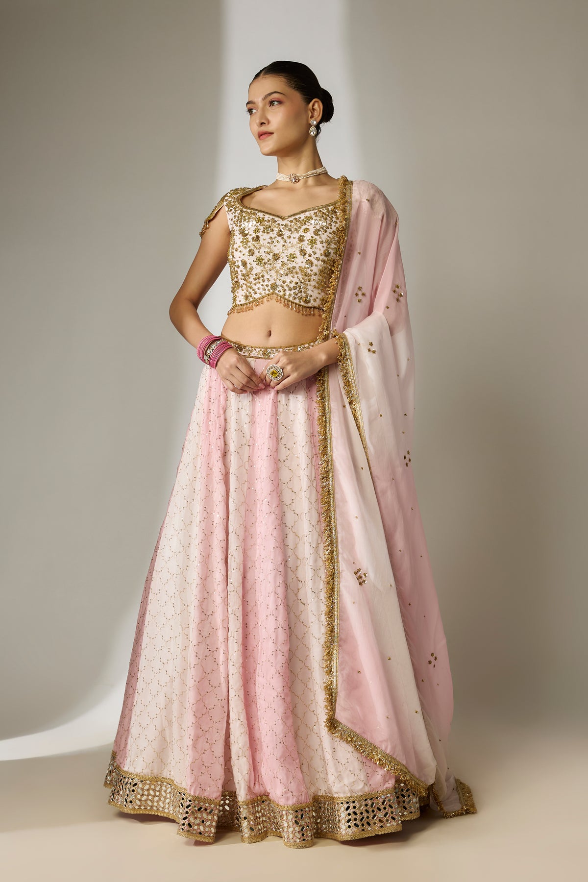 Light Pink Sequin Lehenga Set