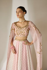 Light Pink Cape Sleeve Lehenga Set