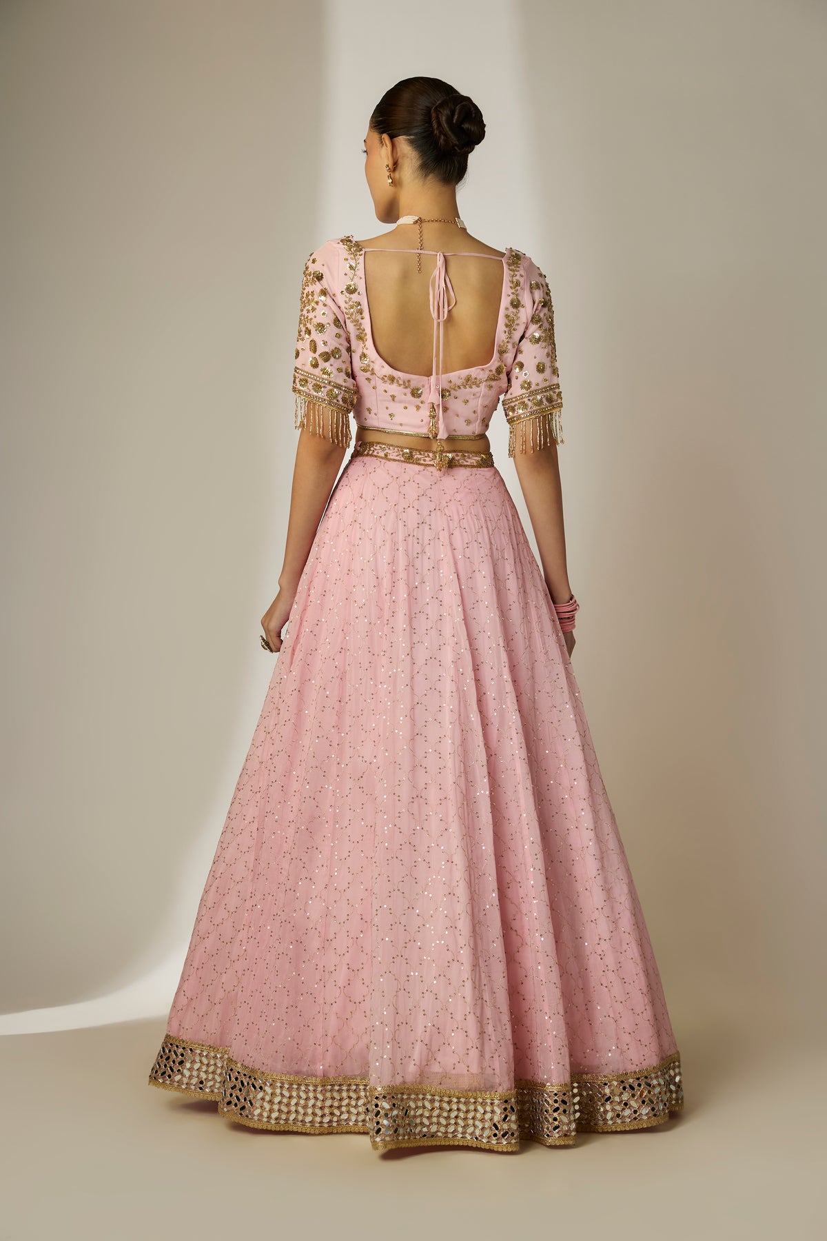 Pink Sequin Lehenga Set