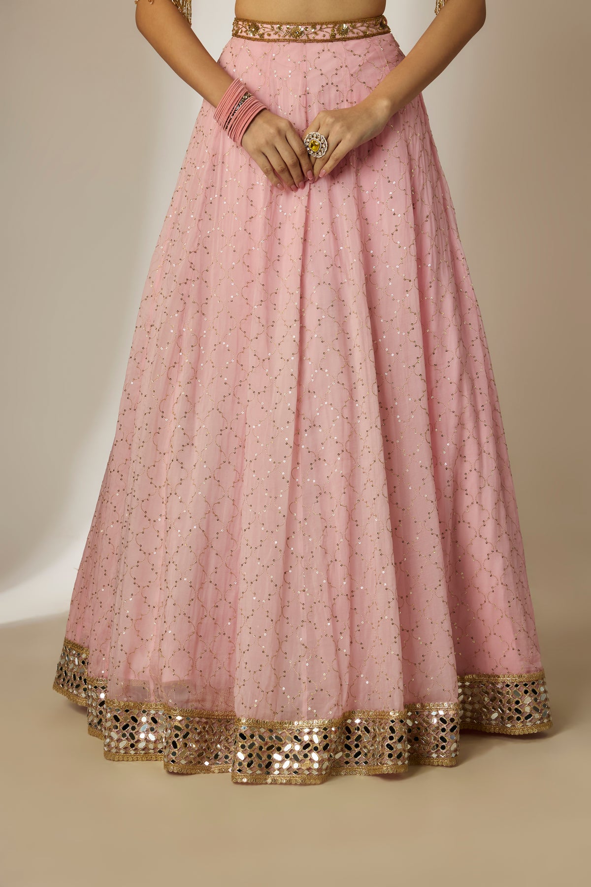 Pink Sequin Lehenga Set
