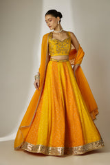 Orange & Yellow Sequin Lehenga Set