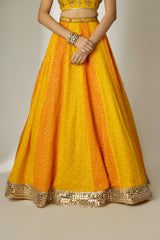 Orange & Yellow Sequin Lehenga Set