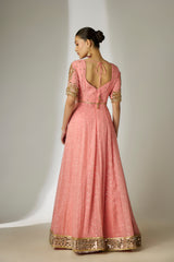 Peach Sequin Anarkali Set