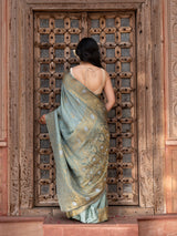 Seafoam Green Pure Katan Silk Banarasi Handloom Saree