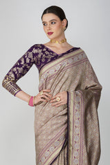 Purple Pure Katan Silk Khimkhaab deisgn Banarasi Handloom Saree