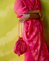 Fuchsia Pink Half and Half Saree with Blouse