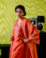 Rust Orange A-line Kurta Set