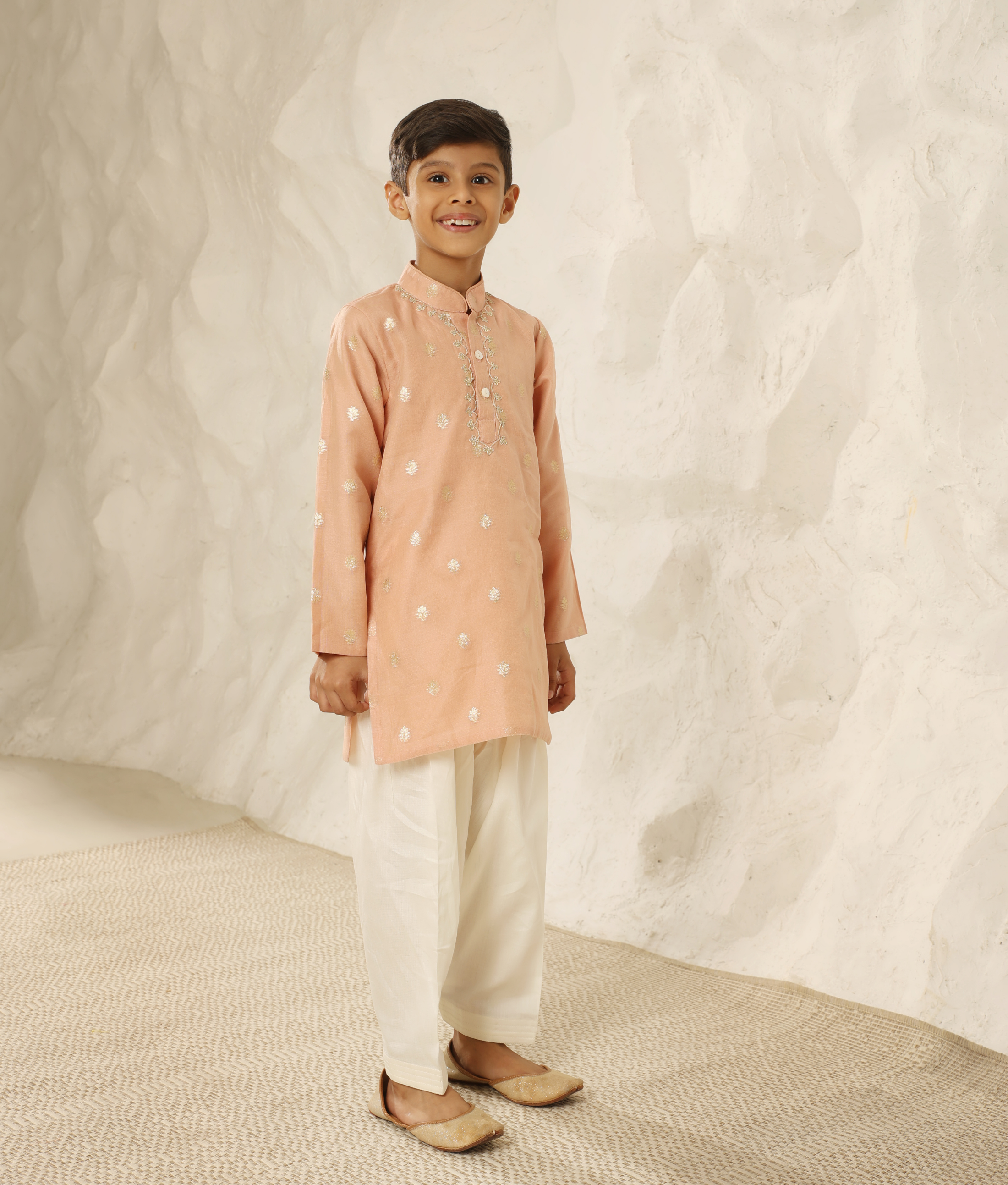 Peach Chanderi Kurta with Pant