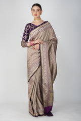 Purple Pure Katan Silk Khimkhaab deisgn Banarasi Handloom Saree