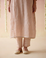 Old Rose Tissue Kurta with 
Narrow Pants & Dupatta - Set of 3