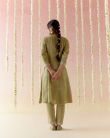 Moss Pearl Tissue Anarkali with 
narrow Pants & Dupatta - Set of 3