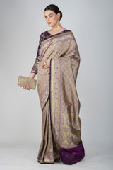 Purple Pure Katan Silk Khimkhaab deisgn Banarasi Handloom Saree