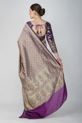 Purple Pure Katan Silk Khimkhaab deisgn Banarasi Handloom Saree