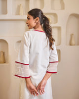 Red Rose Embroidered Khaadi Kurta with Narrow Pants