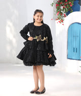Black Sequence Dress with Jacket and Flowers and Butterfly