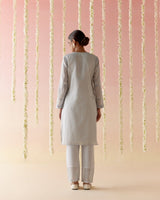 Misty Blue Tissue Kurta with Narrow Pants & Dupatta - Set of 3