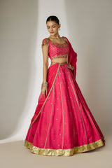 Pink Chanderi Lehenga Set