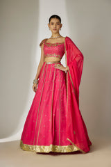 Pink Chanderi Lehenga Set