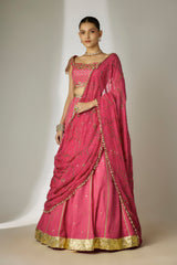 Pink Chanderi Lehenga Set