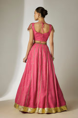 Pink Chanderi Lehenga Set