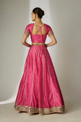 Pink Silk Chanderi Lehenga Set