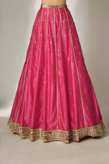 Pink Silk Chanderi Lehenga Set