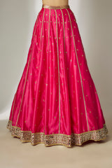 Pink Silk Chanderi Lehenga Set