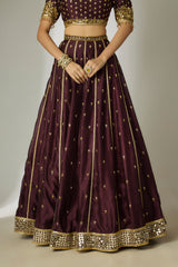 Brown Chanderi Lehenga Set