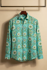 Turiya — Teal Ajrakh Cotton Shirt