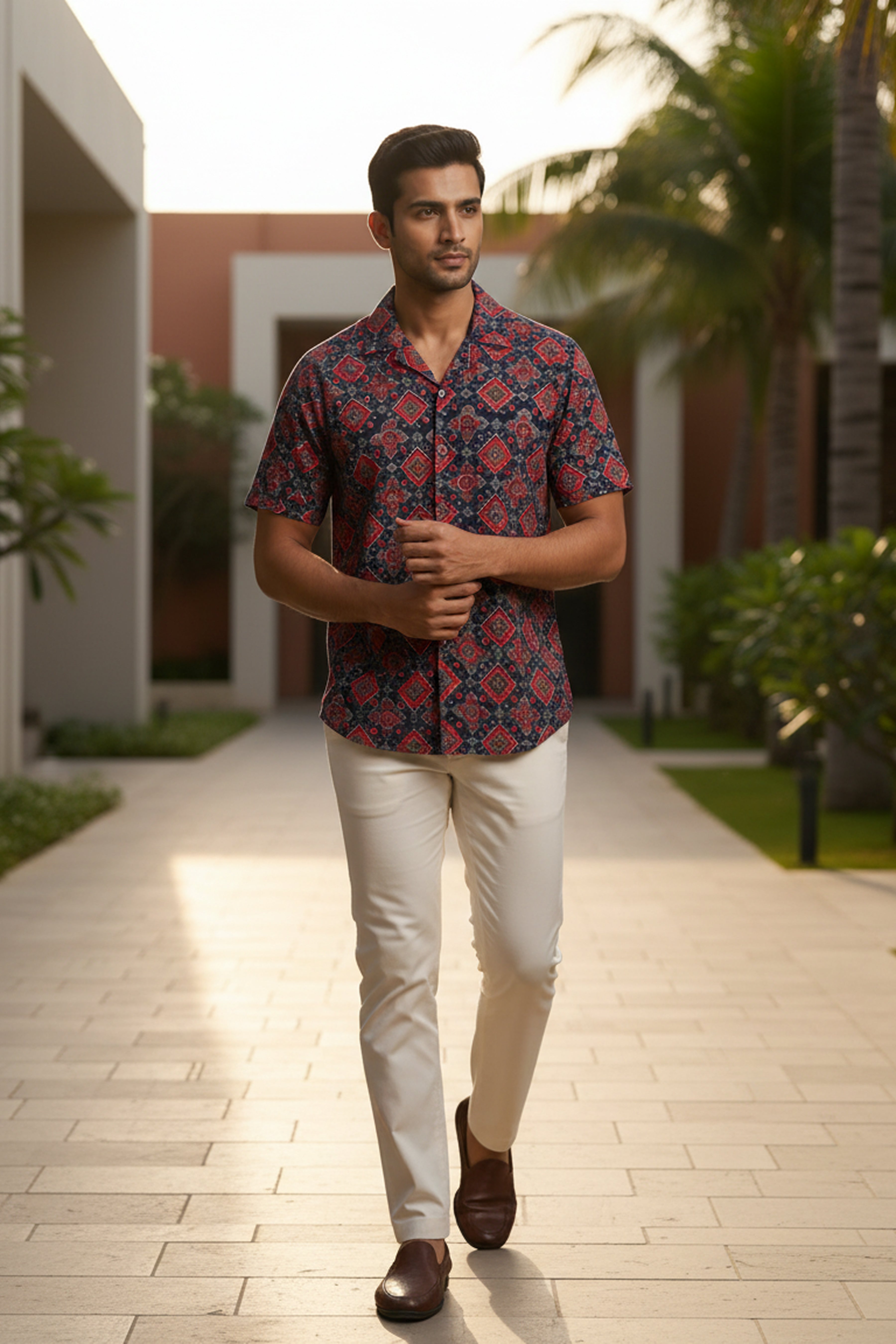 Solace — Red Ajrakh Cotton Shirt