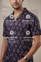 Paisley — Dark Blue Ajrakh Cotton Shirt